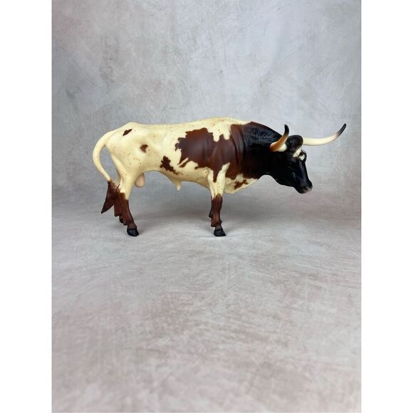 Vintage Breyer Chestnut Pinto Longhorn Bull - Picture 1 of 13